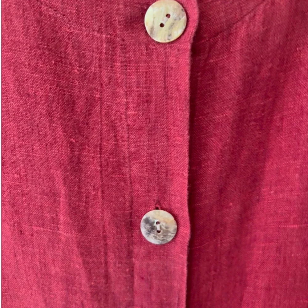 Dark Cherry Red 100% Linen Jacket with 2 patch pockets on front - Picture 10 of 13